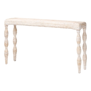 bali & pari Lejane Woven Seagrass Console Table Wicker Waterfall Accent Table