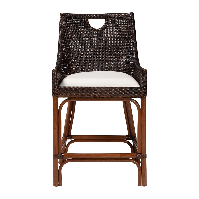 bali & pari Petra Natural Rattan Counter Stool Wicker Accent Stool Espresso