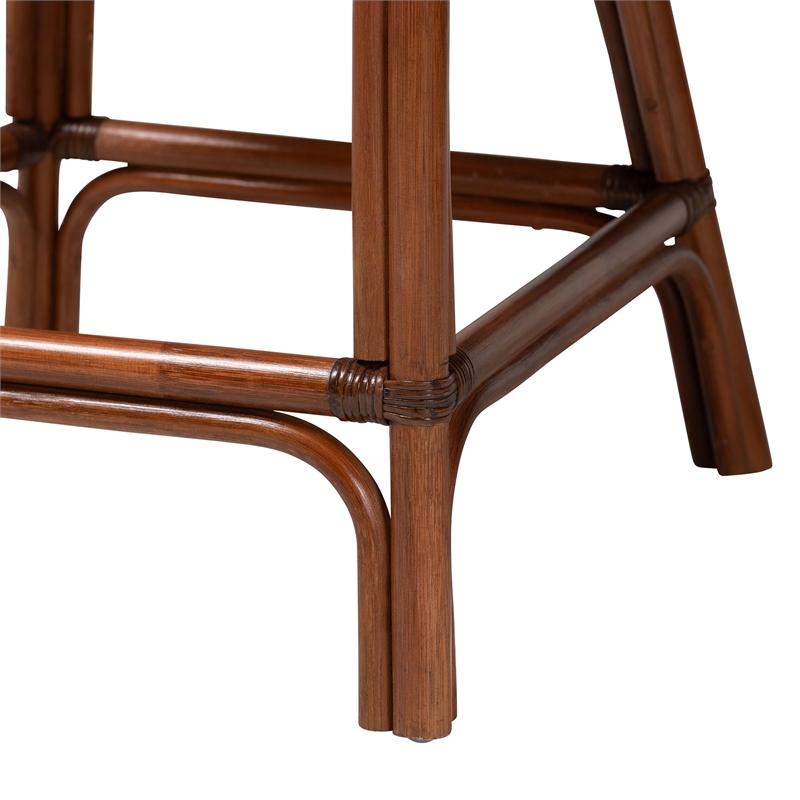 bali & pari Petra Natural Rattan Counter Stool Wicker Accent Stool Espresso