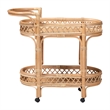 bali & pari Raul Natural Rattan Kitchen Cart 2-Tier Storage Trolley with Handle