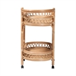 bali & pari Raul Natural Rattan Kitchen Cart 2-Tier Storage Trolley with Handle