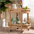 bali & pari Raul Natural Rattan Kitchen Cart 2-Tier Storage Trolley with Handle