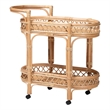 bali & pari Raul Natural Rattan Kitchen Cart 2-Tier Storage Trolley with Handle