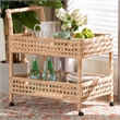 bali & pari Alaina Natural Rattan Kitchen Cart 2-Tier Handwoven Storage Trolley