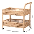 bali & pari Alaina Natural Rattan Kitchen Cart 2-Tier Handwoven Storage Trolley