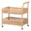 bali & pari Alaina Natural Rattan Kitchen Cart 2-Tier Handwoven Storage Trolley