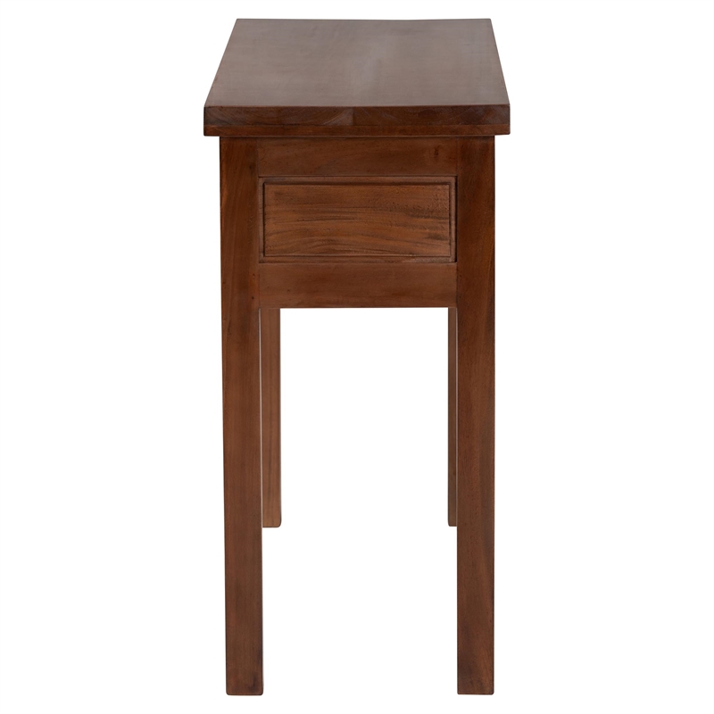 bali & pari Alannis Mahogany Wood Console Table - Accent Table with Floral Apron