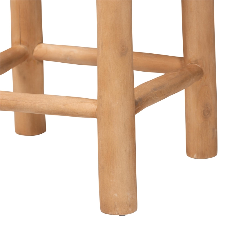 bali & pari Rivera Genuine Goat Leather Bar Stool Rustic Seating with Wood Frame