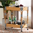 bali & pari Carmine Natural Rattan Kitchen Cart 2-Tier Handwoven Storage Trolley