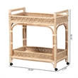 bali & pari Carole Natural Rattan Kitchen Cart 2-Tier Handwoven Storage Trolley