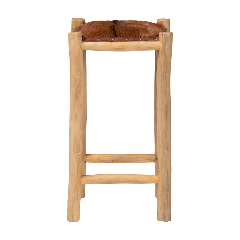 bali & pari Rivera Genuine Goat Leather Counter Stool - Rustic Boho Seating