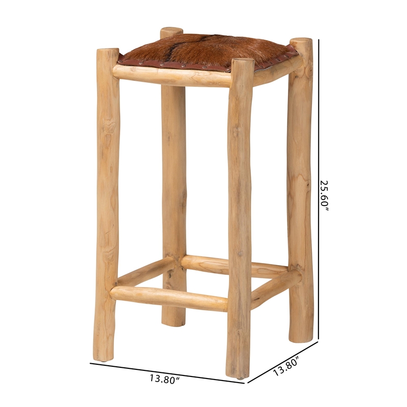 bali & pari Rivera Genuine Goat Leather Counter Stool - Rustic Boho Seating