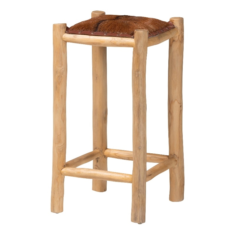 bali & pari Rivera Genuine Goat Leather Counter Stool - Rustic Boho Seating
