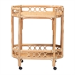 bali & pari Rene Natural Rattan Kitchen Cart 2-Tier Storage Trolley with Handle