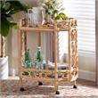 bali & pari Rene Natural Rattan Kitchen Cart 2-Tier Storage Trolley with Handle