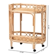 bali & pari Rene Natural Rattan Kitchen Cart 2-Tier Storage Trolley with Handle