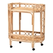 bali & pari Rene Natural Rattan Kitchen Cart 2-Tier Storage Trolley with Handle