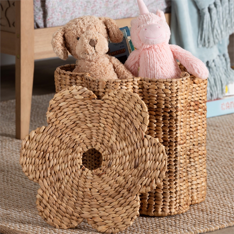 bali & pari Della Woven Laundry Hamper Storage Basket with Scalloped Frame