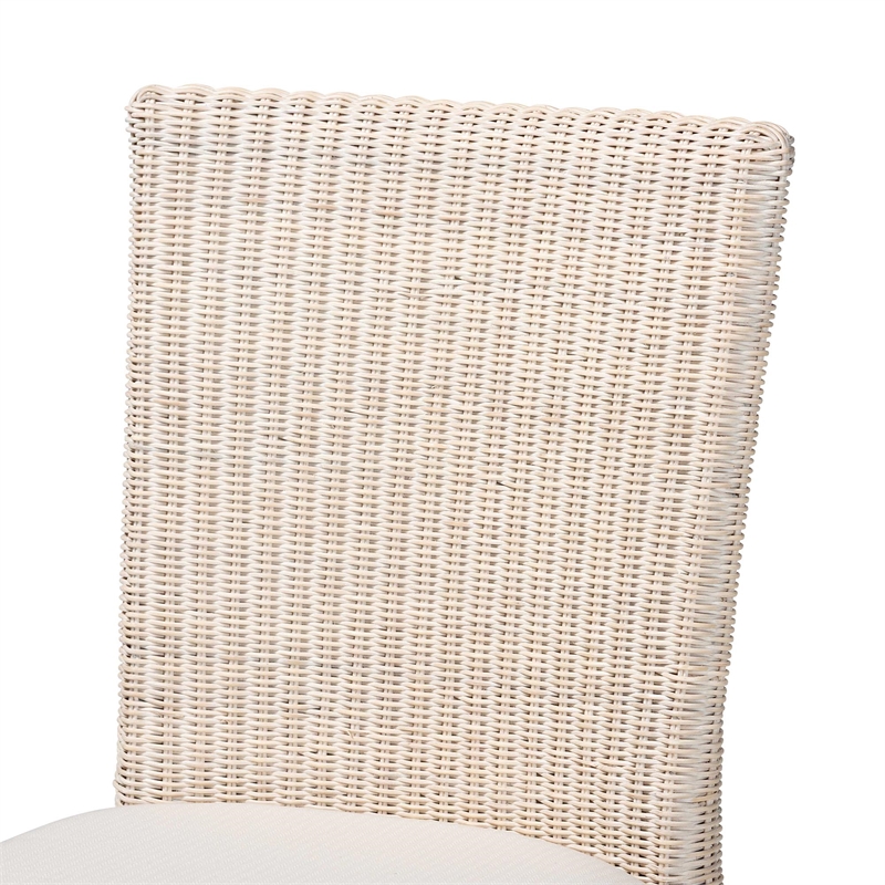 bali & pari Sara Natural Rattan 2-Piece Dining Chair Set with Scalloped Base