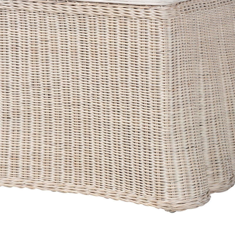 bali & pari Sara Natural Rattan 2-Piece Dining Chair Set with Scalloped Base