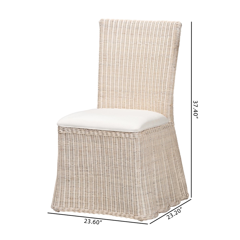 bali & pari Sara Natural Rattan 2-Piece Dining Chair Set with Scalloped Base
