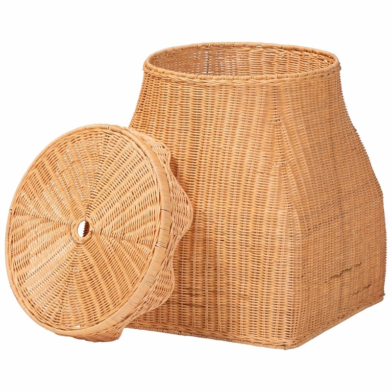 bali & pari Ada Natural Rattan Laundry Hamper - Handwoven Wicker Storage Basket