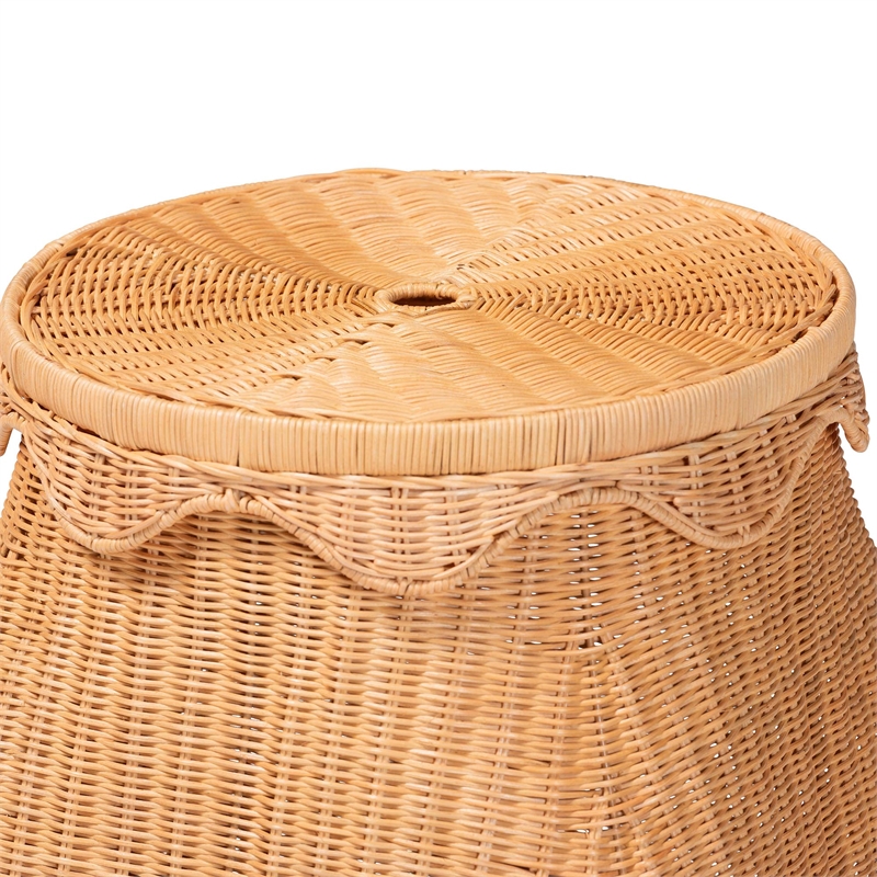 bali & pari Ada Natural Rattan Laundry Hamper - Handwoven Wicker Storage Basket