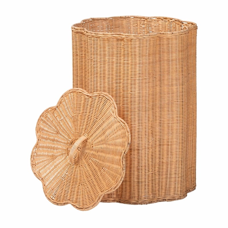 bali & pari Danilo Natural Rattan Laundry Hamper Handwoven Wicker Storage Basket