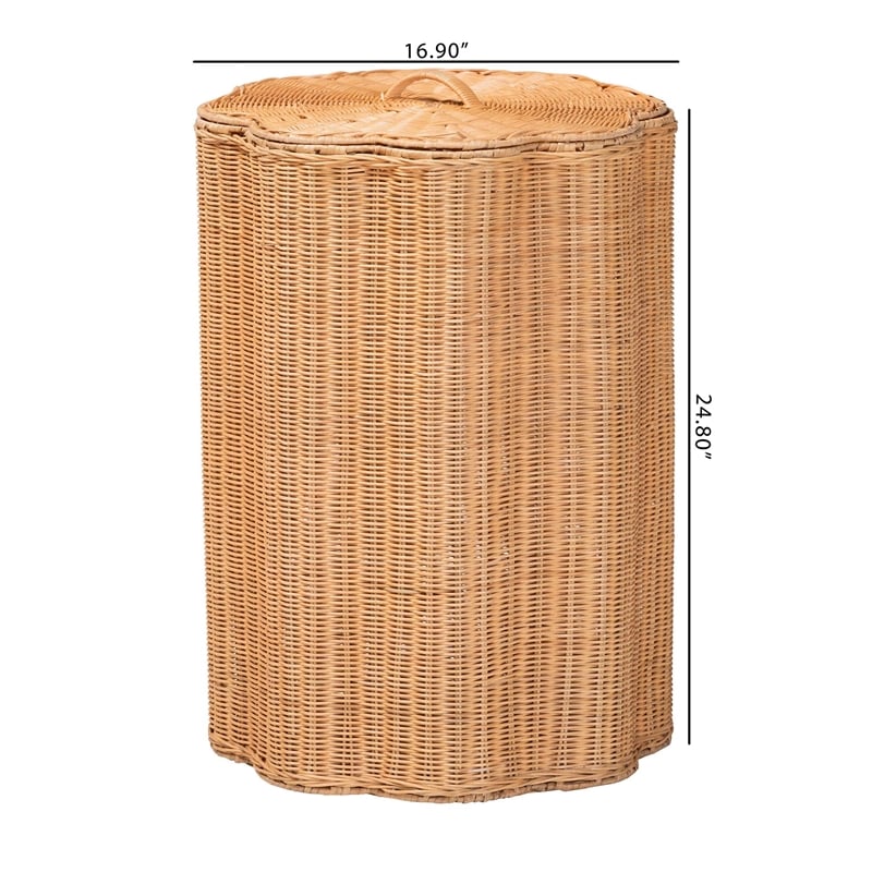 bali & pari Danilo Natural Rattan Laundry Hamper Handwoven Wicker Storage Basket