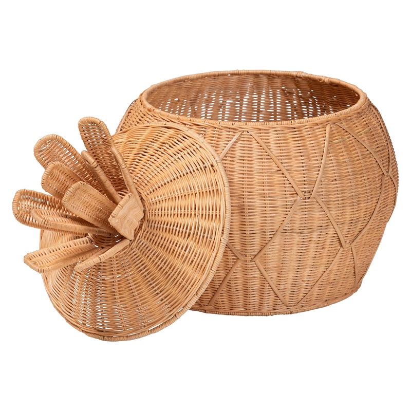 bali & pari Pelham Natural Rattan Laundry Hamper Wicker Storage Basket Small