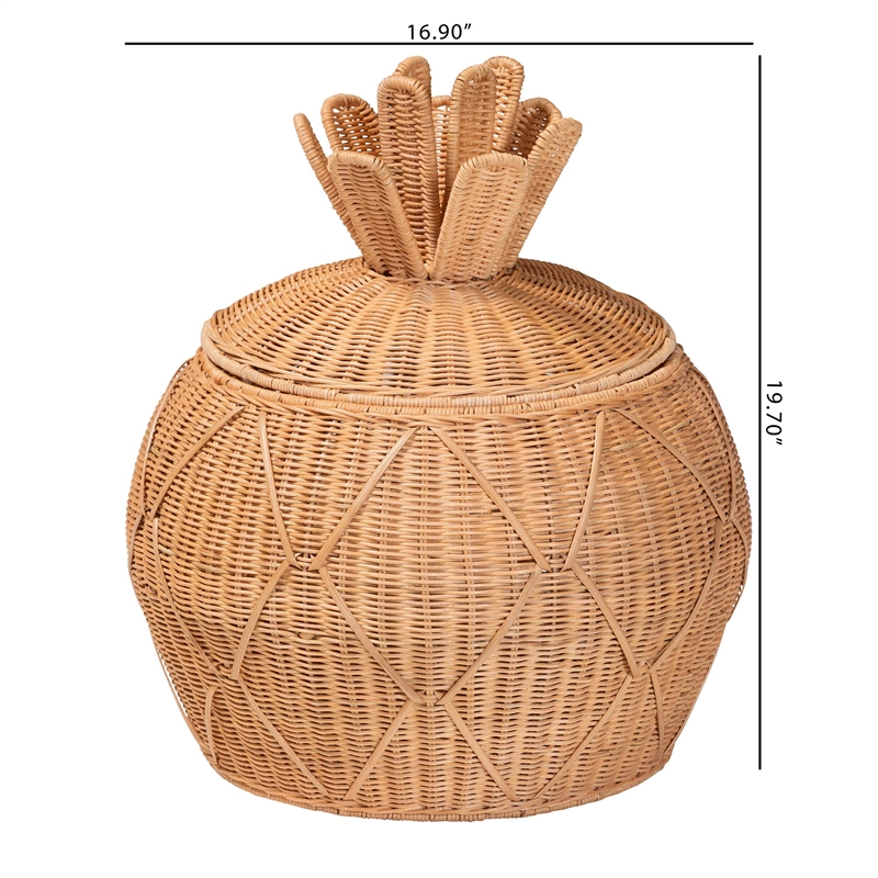 bali & pari Pelham Natural Rattan Laundry Hamper Wicker Storage Basket Small
