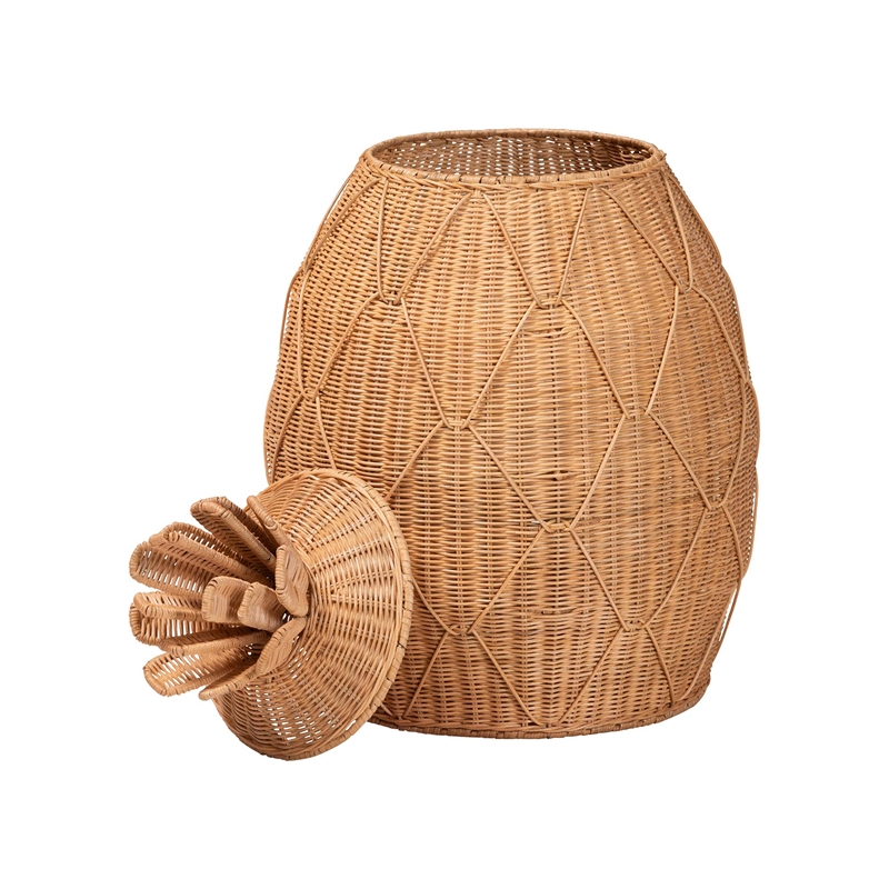 bali & pari Pelham Natural Rattan Laundry Hamper Wicker Storage Basket Large