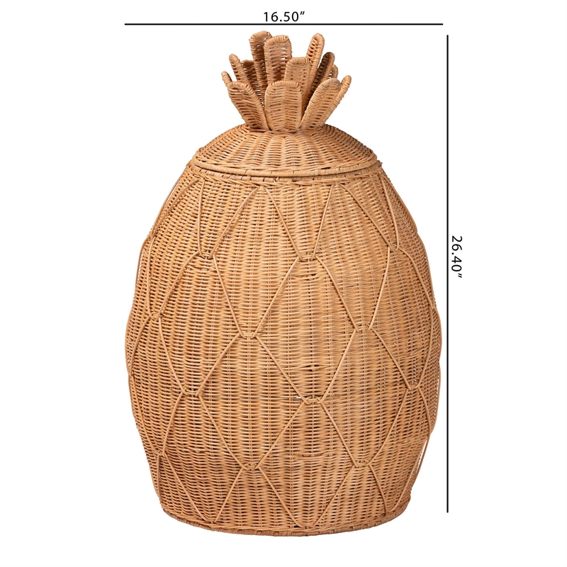 bali & pari Pelham Natural Rattan Laundry Hamper Wicker Storage Basket Large