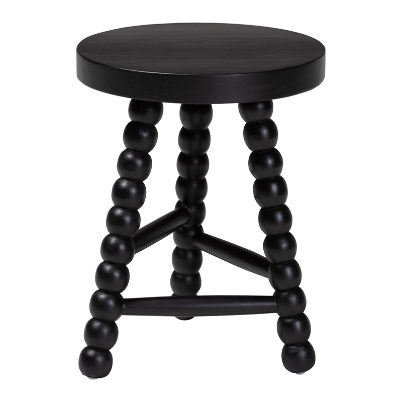 bali & pari David Acacia Wood Multipurpose Accent Stool Decorative ottoman Black