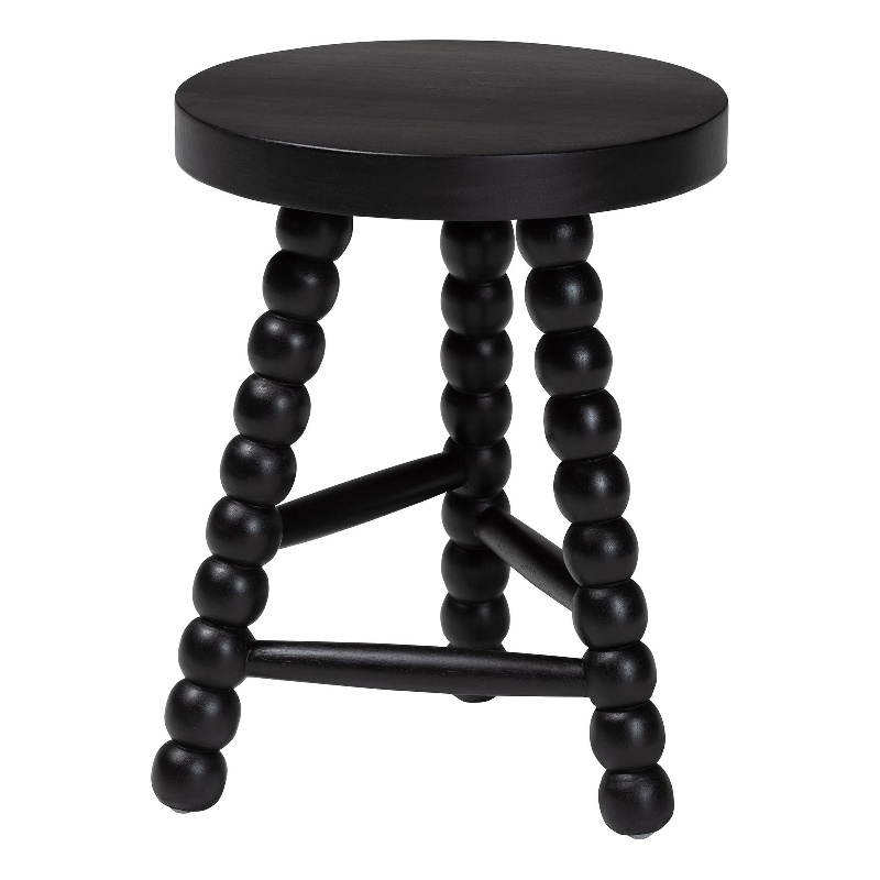 bali & pari David Acacia Wood Multipurpose Accent Stool Decorative ottoman Black