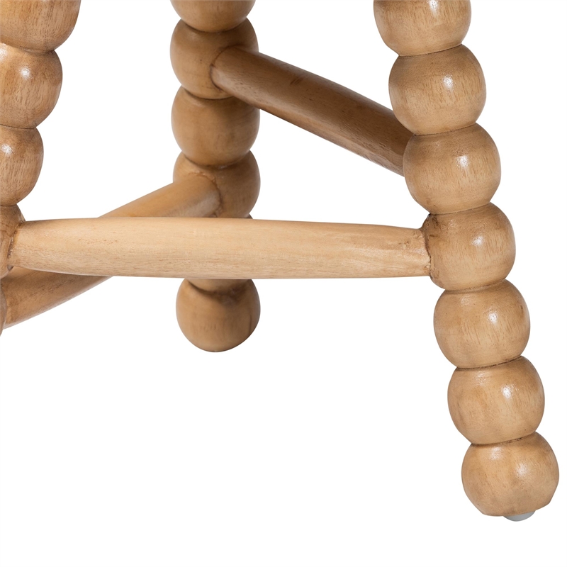 bali & pari David Acacia Wood Accent Stool Decorative ottoman Natural Brown