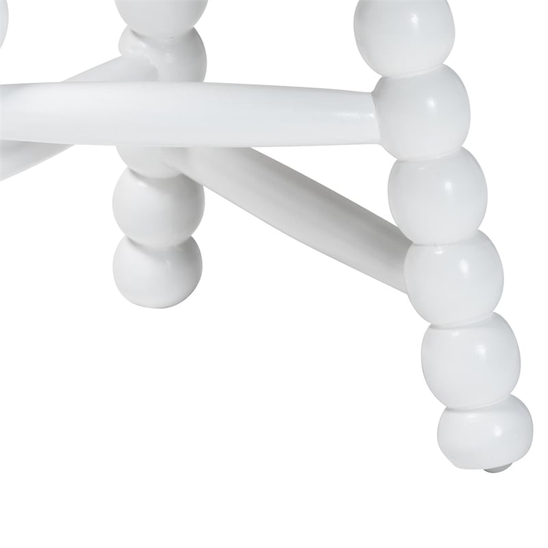 bali & pari David Acacia Wood Multipurpose Accent Stool Decorative ottoman White