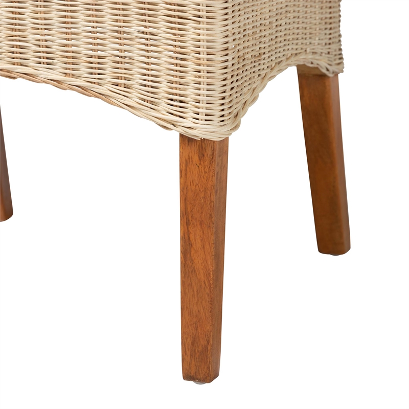 bali & pari Haybourne Natural Rattan 2-Piece Dining Chair Set Handwoven Seating