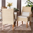 bali & pari Haybourne Natural Rattan 2-Piece Dining Chair Set Handwoven Seating