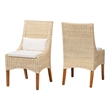 bali & pari Haybourne Natural Rattan 2-Piece Dining Chair Set Handwoven Seating