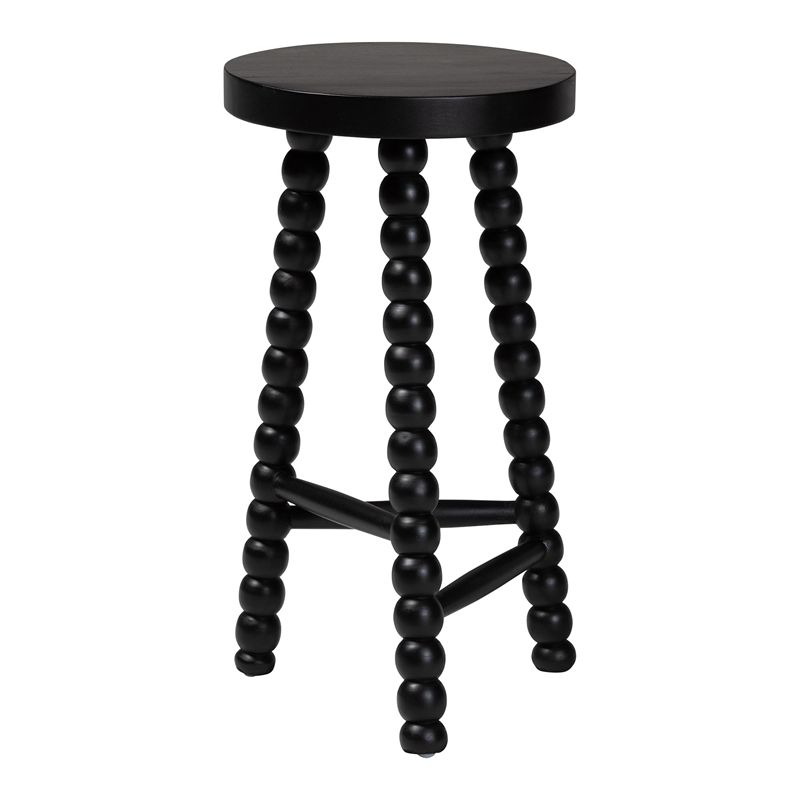 bali & pari David Acacia Wood Bobbin Counter Stool Backless Accent Stool Black