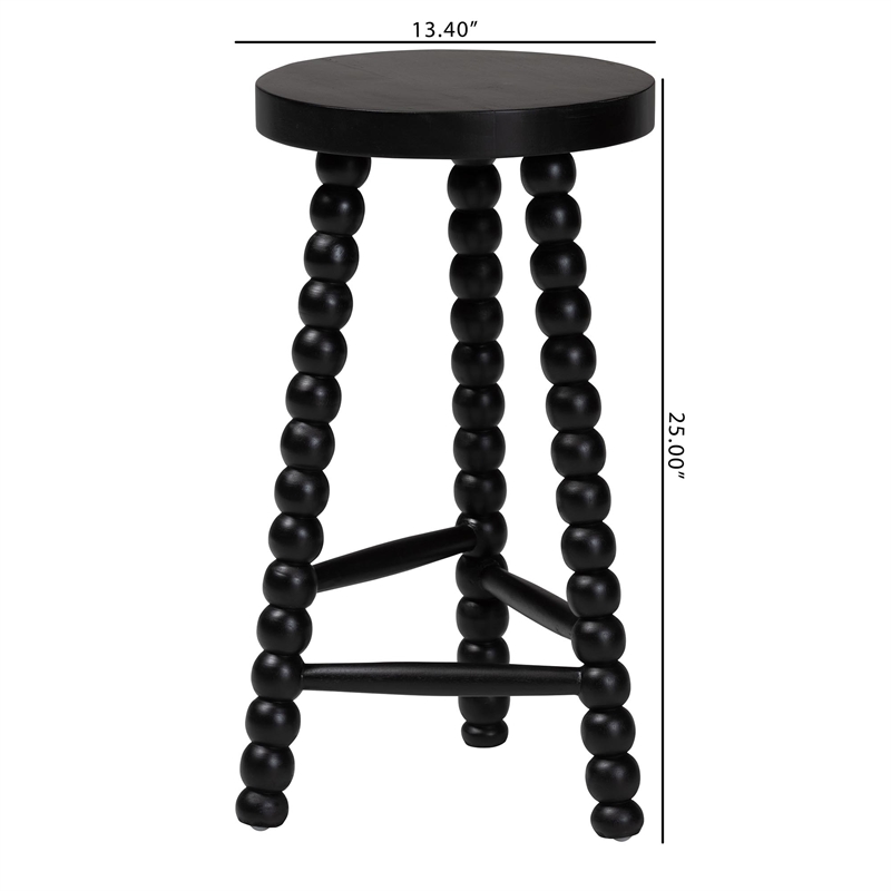 bali & pari David Acacia Wood Bobbin Counter Stool Backless Accent Stool Black