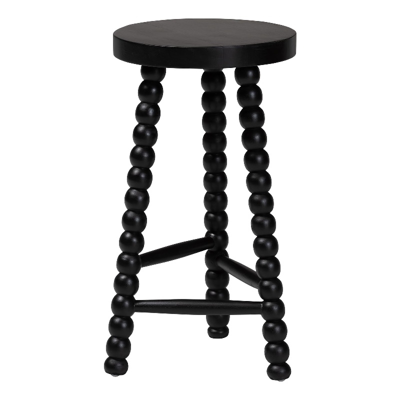 bali & pari David Acacia Wood Bobbin Counter Stool Backless Accent Stool Black
