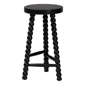 bali & pari David Acacia Wood Bobbin Counter Stool Backless Accent Stool Black
