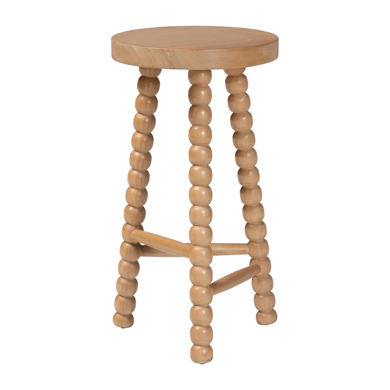 bali & pari David Acacia Wood Bobbin Counter Stool Backless Stool Natural Brown