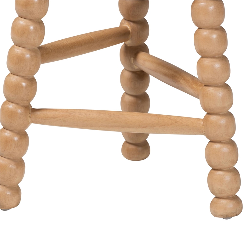bali & pari David Acacia Wood Bobbin Counter Stool Backless Stool Natural Brown