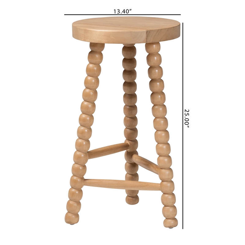 bali & pari David Acacia Wood Bobbin Counter Stool Backless Stool Natural Brown