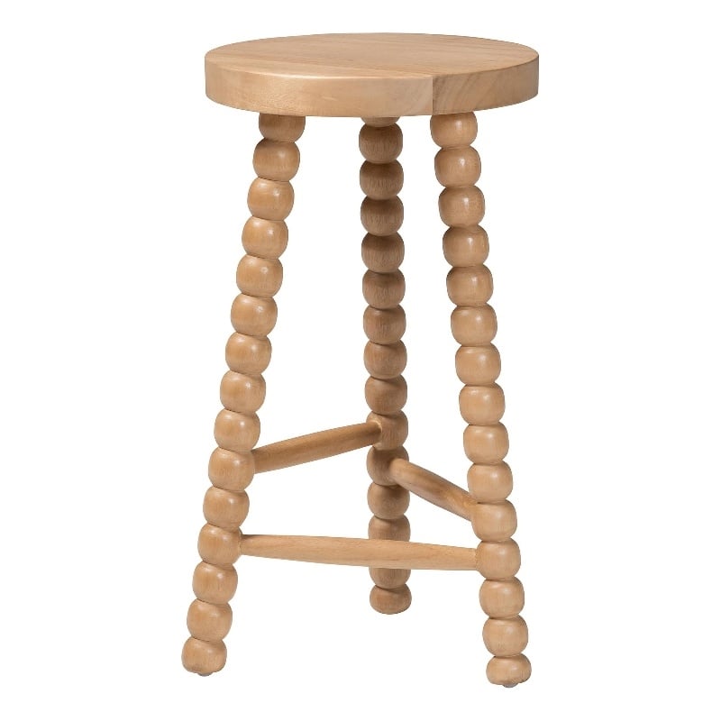 bali & pari David Acacia Wood Bobbin Counter Stool Backless Stool Natural Brown