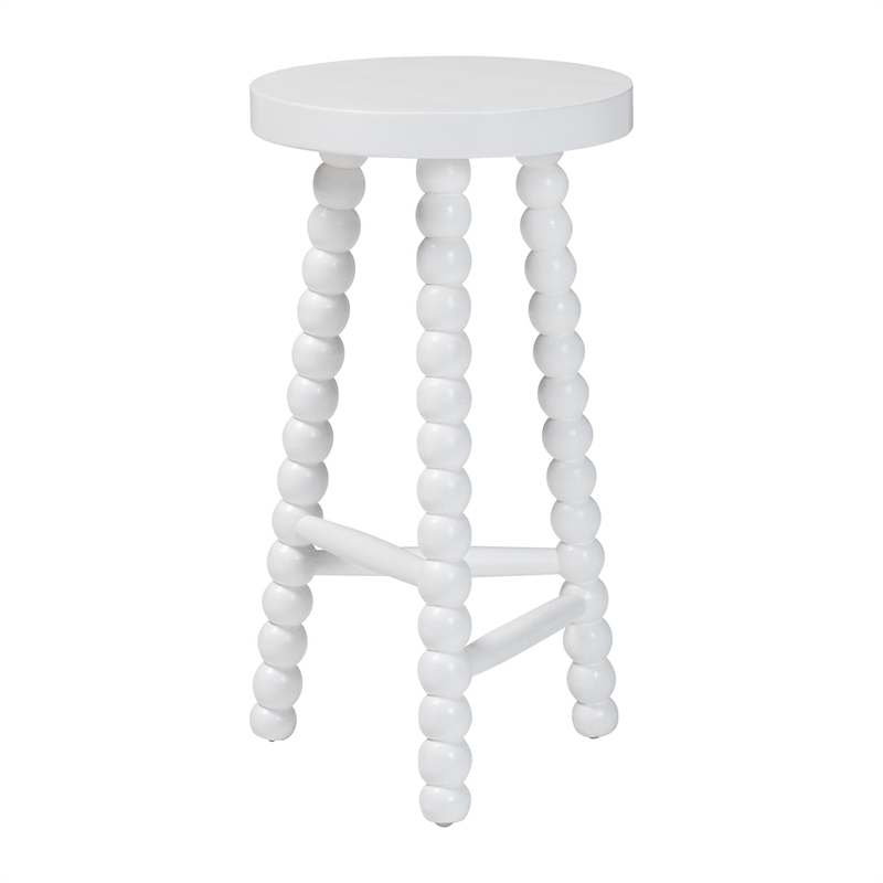bali & pari David Acacia Wood Bobbin Counter Stool Backless Accent Stool White