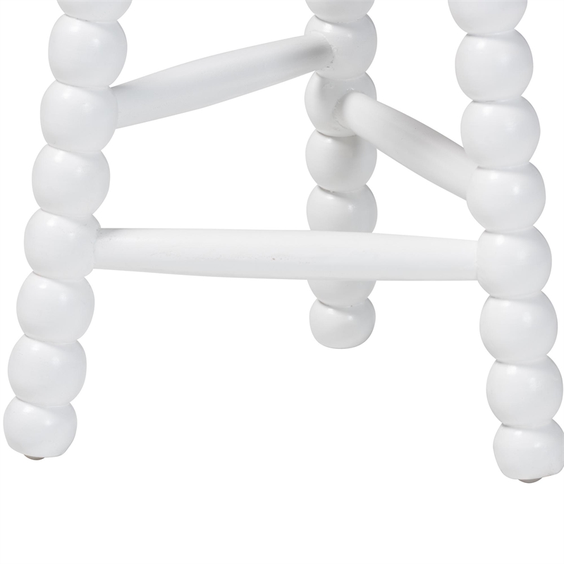 bali & pari David Acacia Wood Bobbin Counter Stool Backless Accent Stool White